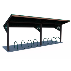 10.5' x 30' All-Steel Bike Shelter with Bike Racks